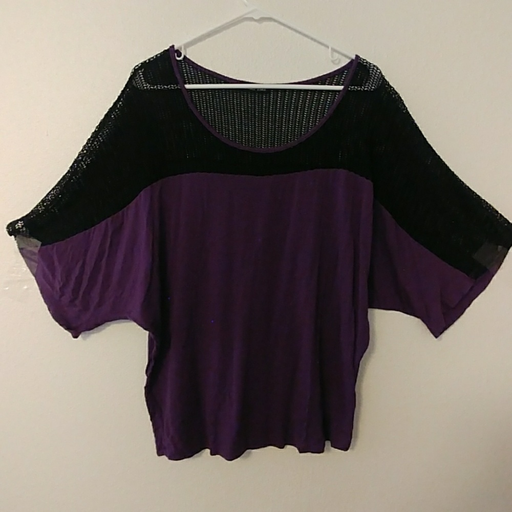 Purple and black sheer topped sweater